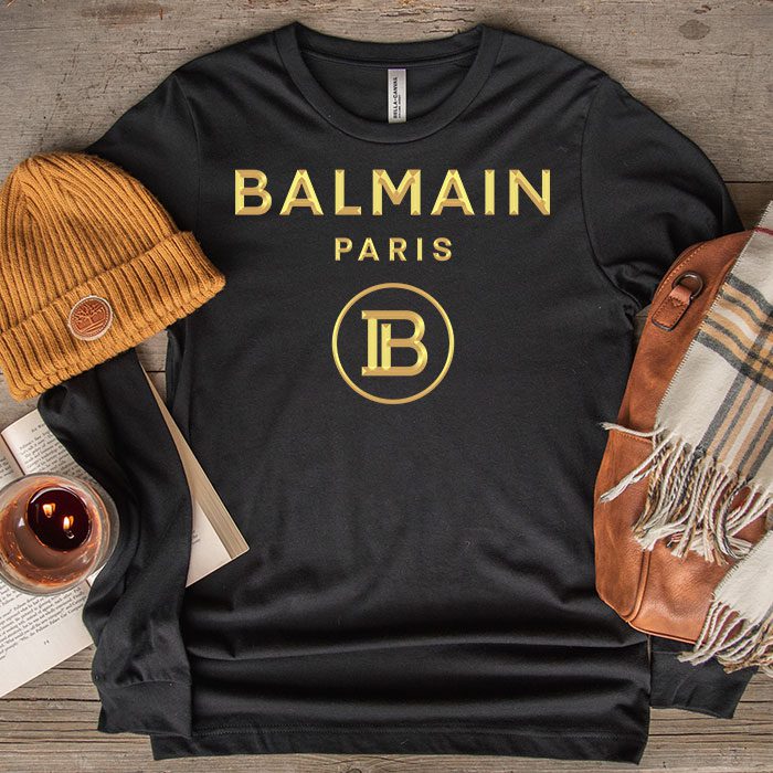 Balmain-Paris-Gold-Logo-Kid-Tee-Unisex-Longsleeve-ShirtLTB0878-1