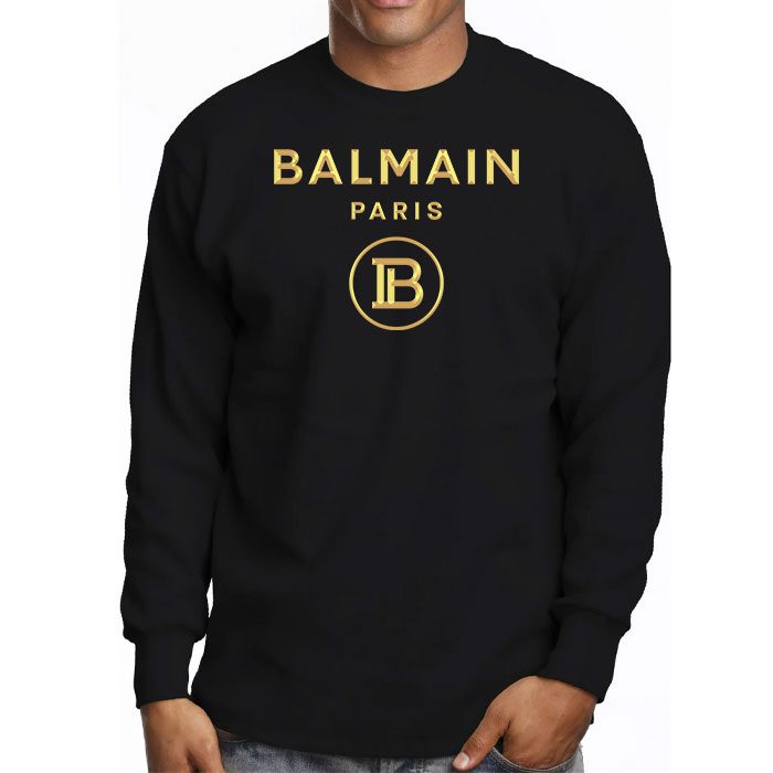 Balmain-Paris-Gold-Logo-Kid-Tee-Unisex-Longsleeve-ShirtLTB0878-2