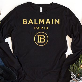 Balmain Paris Gold Logo Kid Tee Unisex Longsleeve ShirtLTB0878