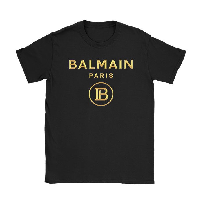 Balmain-Paris-Gold-Logo-Kid-Tee-Unisex-T-Shirt-TTB1904 Balmain Paris Gold Logo Kid Tee Unisex T-Shirt TTB1904
