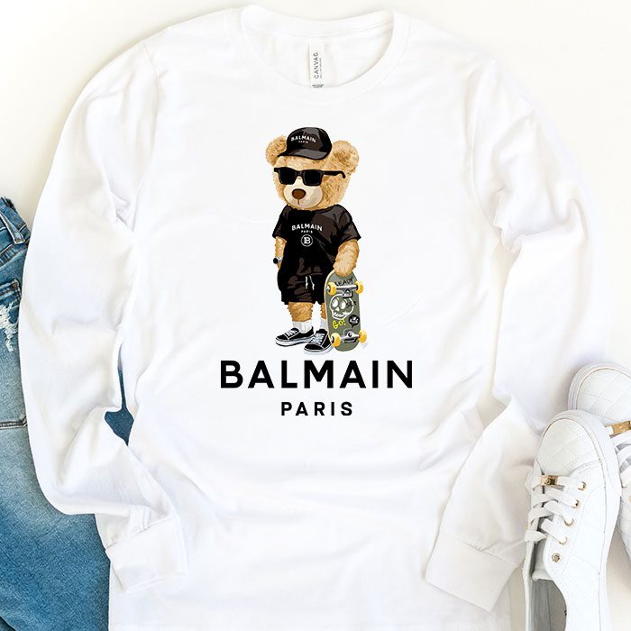 Balmain-Paris-Teddy-Bear-Luxury-Kid-Tee-Unisex-Longsleeve-ShirtLTB0882-1