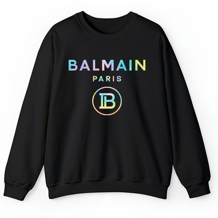 Balmain-Paris-Tie-Dye-Logo-Crewneck-Sweatshirt-CSTB0888 Balmain Paris Tie Dye Logo Crewneck Sweatshirt CSTB0888
