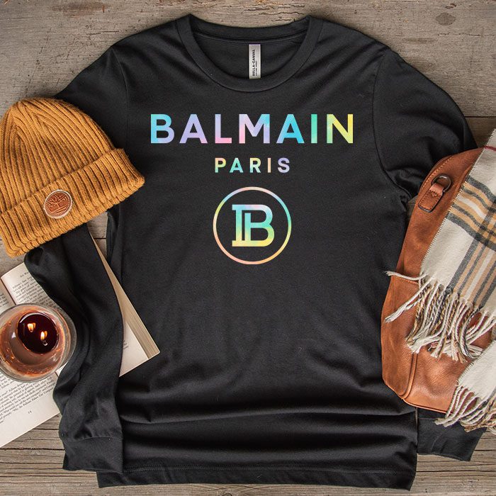 Balmain-Paris-Tie-Dye-Logo-Kid-Tee-Unisex-Longsleeve-ShirtLTB0869-1