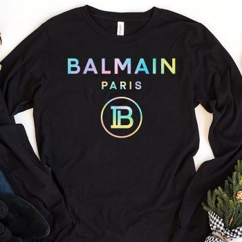 Balmain Paris Tie Dye Logo Kid Tee Unisex LongsleeveShirt LTB0869
