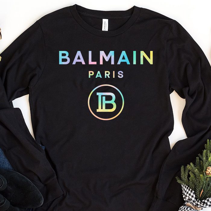 Balmain-Paris-Tie-Dye-Logo-Kid-Tee-Unisex-Longsleeve-ShirtLTB0869 Balmain Paris Tie Dye Logo Kid Tee Unisex Longsleeve ShirtLTB0869