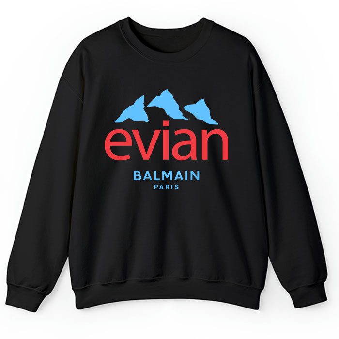 Balmain-X-Evian-Paris-Logo-Crewneck-Sweatshirt-CSTB0890 Balmain X Evian Paris Logo Crewneck Sweatshirt CSTB0890