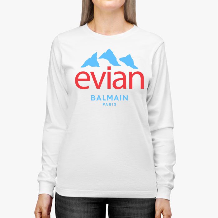 Balmain-X-Evian-Paris-Logo-Kid-Tee-Unisex-Longsleeve-ShirtLTB0871-2