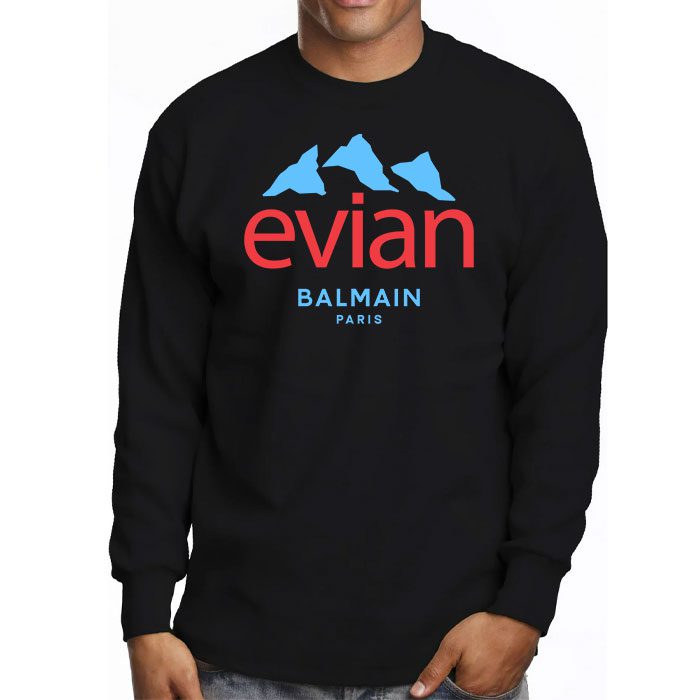Balmain-X-Evian-Paris-Logo-Kid-Tee-Unisex-Longsleeve-ShirtLTB0871-3
