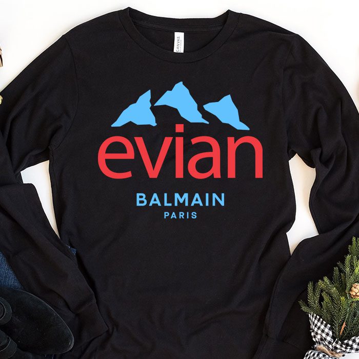Balmain-X-Evian-Paris-Logo-Kid-Tee-Unisex-Longsleeve-ShirtLTB0871 Balmain X Evian Paris Logo Kid Tee Unisex Longsleeve ShirtLTB0871