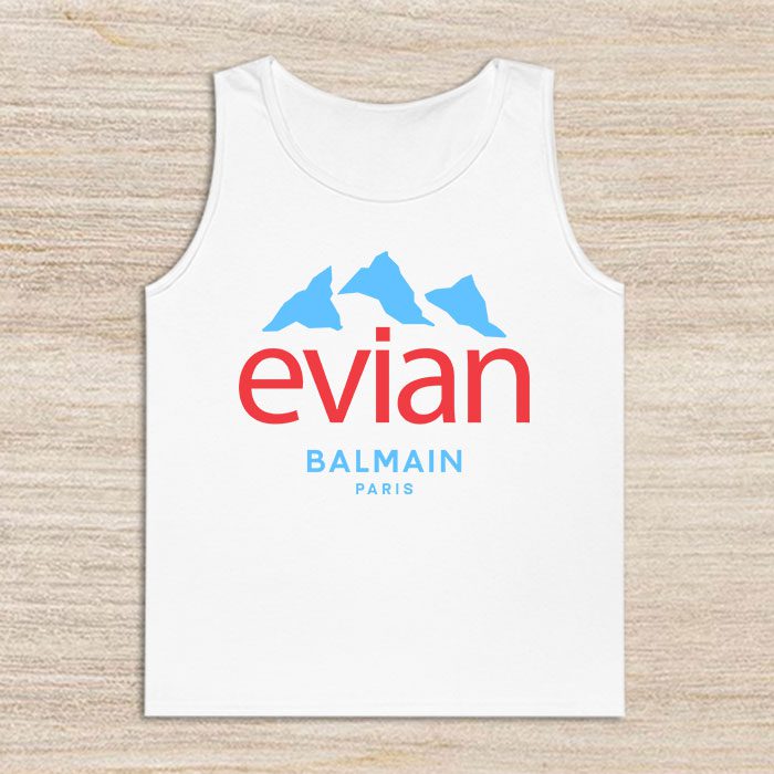 Balmain-X-Evian-Paris-Logo-Unisex-Tank-Top-TTTB1012 Balmain X Evian Paris Logo Unisex Tank Top TTTB1012