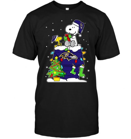 Baltimore-Ravens-Snoopy-amp-Woodstock-Christmas-Unisex-T-Shirt-Kid-T-Shirt-LTS008 Baltimore Ravens Snoopy & Woodstock Christmas Unisex T-Shirt Kid T-Shirt LTS008