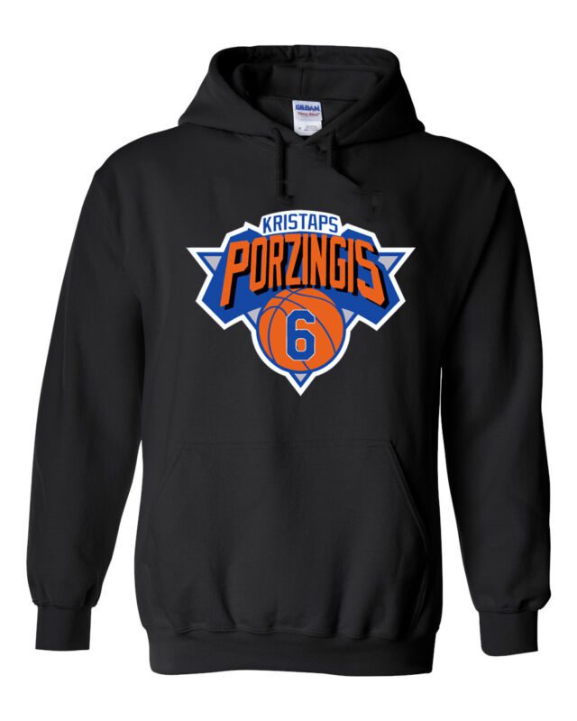 Black-Kristaps-Porzingis-New-York-Knicks-Logo-Hooded-Sweatshirt-Hoodie Black Kristaps Porzingis New York Knicks "Logo" Hooded Sweatshirt Hoodie