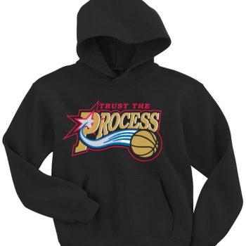 Black Philadelphia 76Ers "Trust The Process Logo" Joel Embiid Hooded Sweatshirt Unisex Hoodie