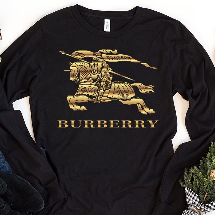 Burberry-Logo-Gold-Luxury-Kid-Tee-Unisex-Longsleeve-Shirt-LTB0718 Burberry Logo Gold Luxury Kid Tee Unisex Longsleeve Shirt LTB0718