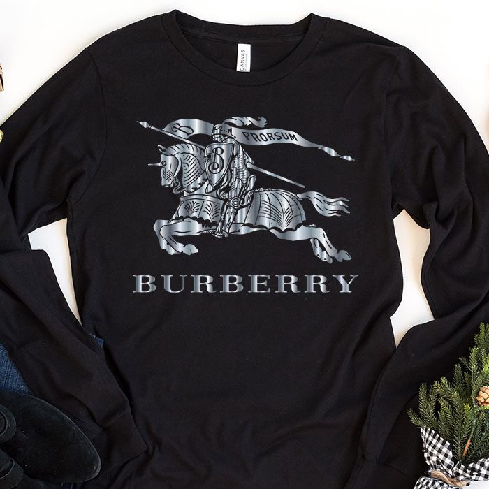 Burberry-Logo-Silver-Luxury-Kid-Tee-Unisex-Longsleeve-Shirt-LTB0731 Burberry Logo Silver Luxury Kid Tee Unisex Longsleeve Shirt LTB0731