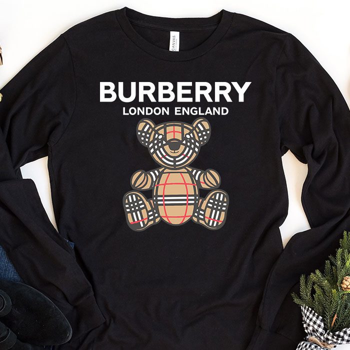 Burberry-London-Teddy-Bear-Kid-Tee-Unisex-Longsleeve-Shirt-LTB0721 Burberry London Teddy Bear Kid Tee Unisex Longsleeve Shirt LTB0721