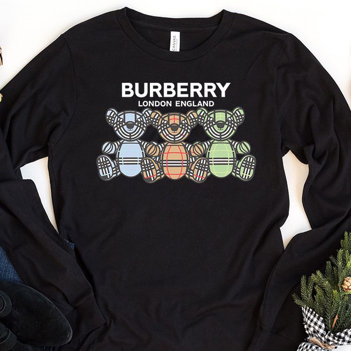 Burberry-London-Teddy-Bear-Kid-Tee-Unisex-Longsleeve-Shirt-LTB0723 Burberry London Teddy Bear Kid Tee Unisex Longsleeve Shirt LTB0723