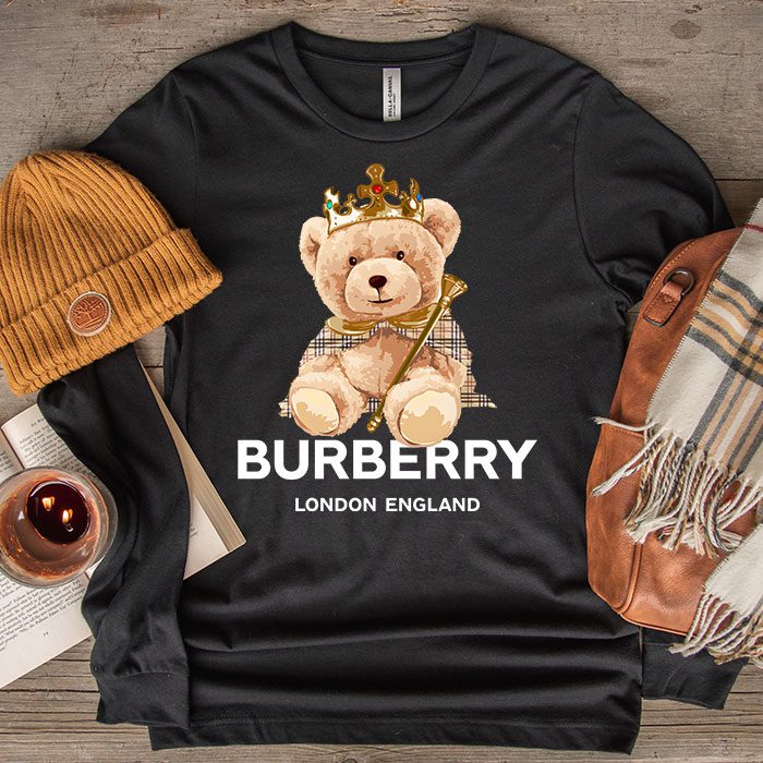Burberry-London-Teddy-Bear-King-Kid-Tee-Unisex-Longsleeve-Shirt-LTB0728-1