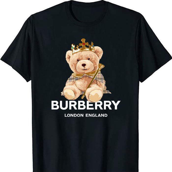 Burberry-London-Teddy-Bear-King-Kid-Tee-Unisex-T-Shirt-TTB1754 Burberry London Teddy Bear King Kid Tee Unisex T-Shirt TTB1754