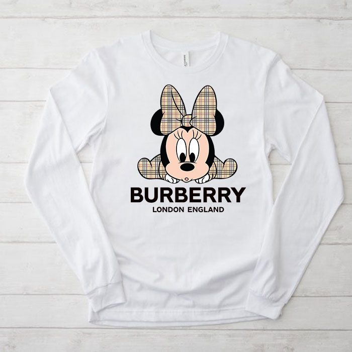 Burberry-Minnie-Mouse-Kid-Tee-Unisex-Longsleeve-Shirt-LTB0743 Burberry Minnie Mouse Kid Tee Unisex Longsleeve Shirt LTB0743