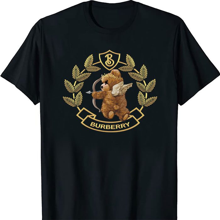 Burberry-Teddy-Bear-Gold-Luxury-Kid-Tee-Unisex-T-Shirt-TTB1756 Burberry Teddy Bear Gold Luxury Kid Tee Unisex T-Shirt TTB1756