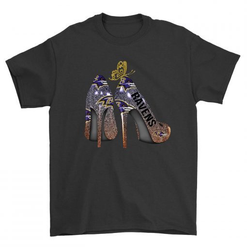 Butterfly-High-Heels-Baltimore-Ravens-Unisex-T-Shirt-Kid-T-Shirt-LTS022 Butterfly High Heels Baltimore Ravens Unisex T-Shirt Kid T-Shirt LTS022