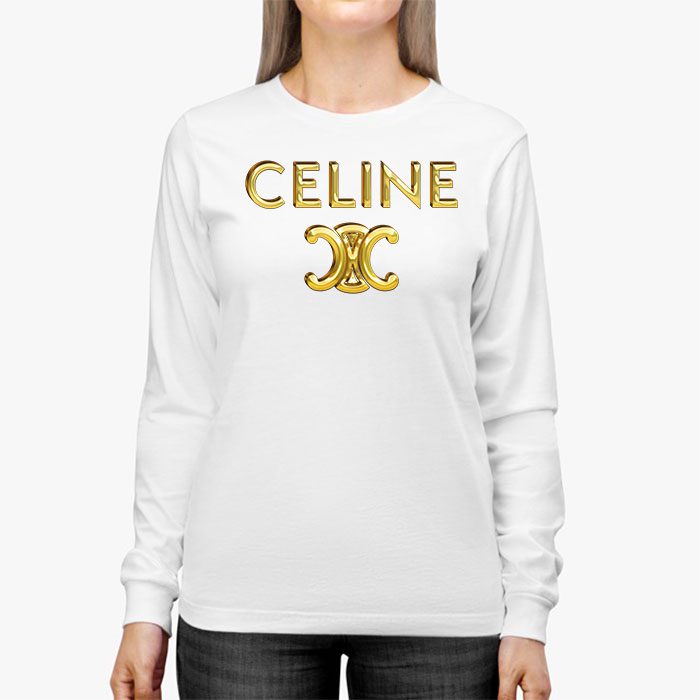 Celine-Gold-Logo-Luxury-Kid-Tee-Unisex-Longsleeve-ShirtLTB0805-2