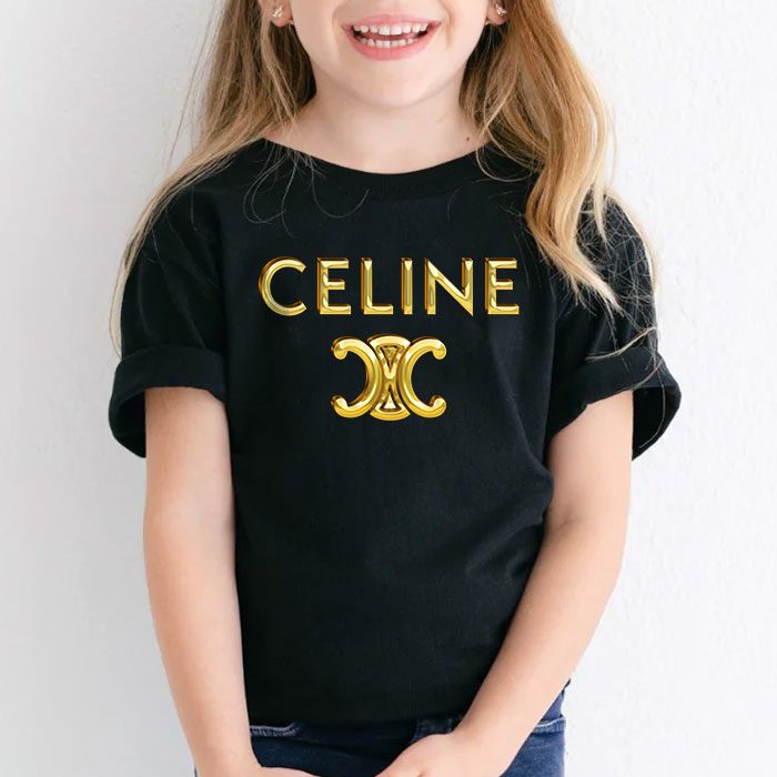 Celine-Gold-Logo-Luxury-Kid-Tee-Unisex-T-Shirt-TTB1831-4