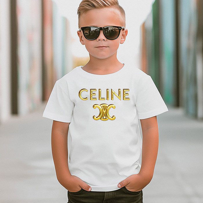 Celine-Gold-Logo-Luxury-Kid-Tee-Unisex-T-Shirt-TTB1831-5