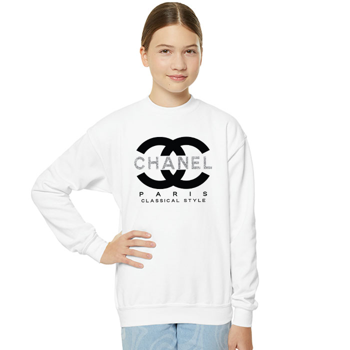 Chanel-Paris-Classical-Style-Gitter-Logo-Crewneck-Sweatshirt-CSTB0227-4