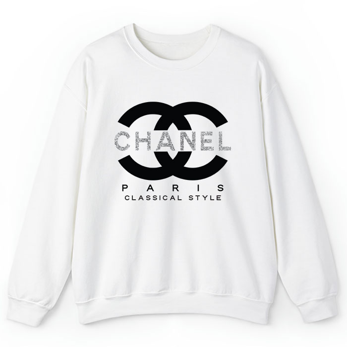Chanel-Paris-Classical-Style-Gitter-Logo-Crewneck-Sweatshirt-CSTB0227 Chanel Paris Classical Style Gitter Logo Crewneck Sweatshirt CSTB0227