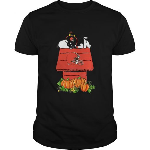 Cleveland-Browns-Snoopy-Pumpkin-House-Unisex-T-Shirt-Kid-T-Shirt-LTS1862 Cleveland Browns Snoopy Pumpkin House Unisex T-Shirt Kid T-Shirt LTS1862