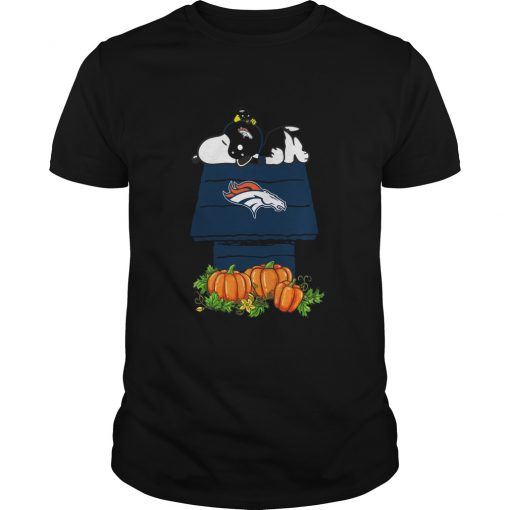 Denver-Broncos-Snoopy-Pumpkin-House-Unisex-T-Shirt-Kid-T-Shirt-LTS1040 Denver Broncos Snoopy Pumpkin House Unisex T-Shirt Kid T-Shirt LTS1040
