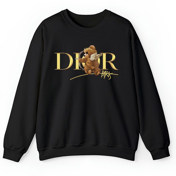 Dior-Gold-Logo-Luxury-Angel-Teddy-Bear-Crewneck-Sweatshirt-CSTB0613 Dior Gold Logo Luxury Angel Teddy Bear Crewneck Sweatshirt CSTB0613