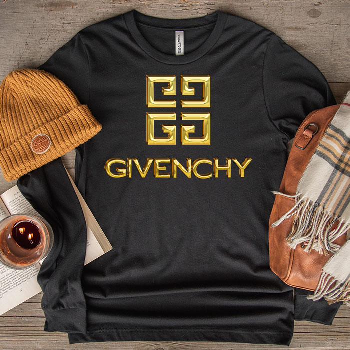 Givenchy-Gold-Logo-Luxury-Kid-Tee-Unisex-Longsleeve-Shirt-LTB0618-1