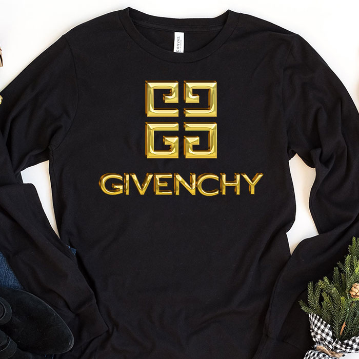 Givenchy-Gold-Logo-Luxury-Kid-Tee-Unisex-Longsleeve-Shirt-LTB0618 Givenchy Gold Logo Luxury Kid Tee Unisex Longsleeve Shirt LTB0618