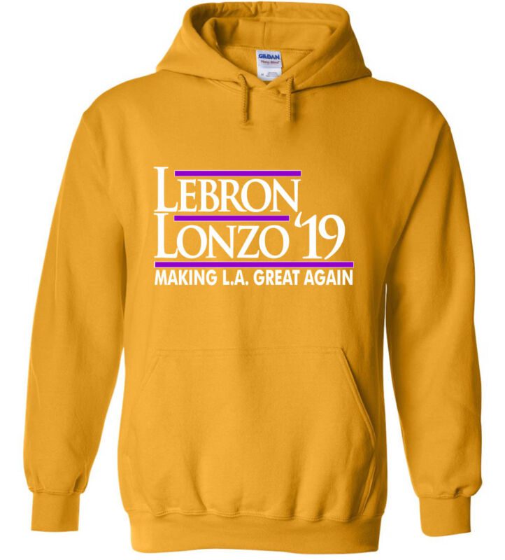 Gold-Lebron-James-Lonzo-Ball-Los-Angeles-Lakers-19-Hooded-Sweatshirt-Unisex-Hoodie Gold Lebron James Lonzo Ball Los Angeles Lakers 19 Hooded Sweatshirt Unisex Hoodie