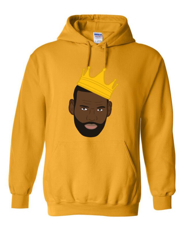 Gold-Lebron-James-Los-Angeles-Lakers-King-Pic-Hooded-Sweatshirt-Unisex-Hoodie Gold Lebron James Los Angeles Lakers "King Pic" Hooded Sweatshirt Unisex Hoodie