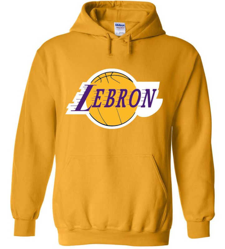 Gold-Lebron-James-Los-Angeles-Lakers-Logo-Hooded-Sweatshirt-Unisex-Hoodie Gold Lebron James Los Angeles Lakers "Logo" Hooded Sweatshirt Unisex Hoodie