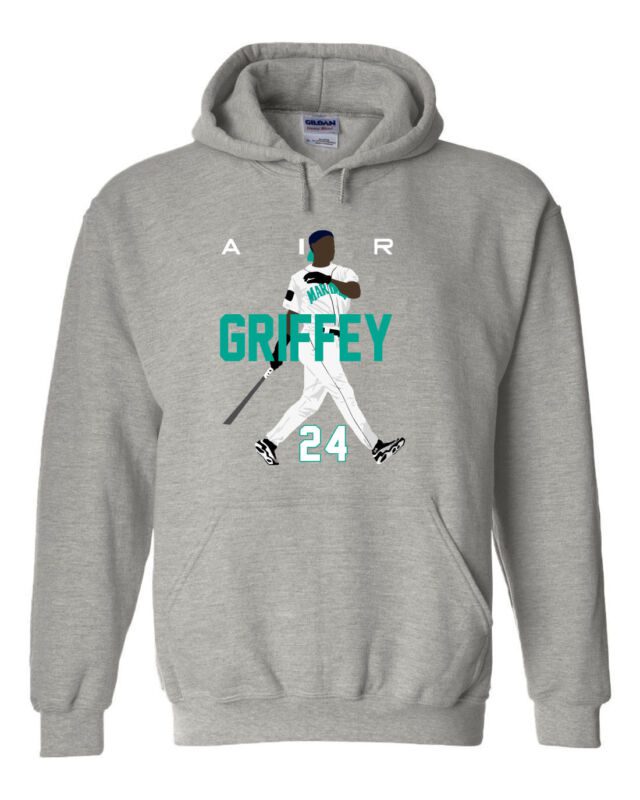 Grey-Ken-Griffey-Jr.-Seattle-Mariners-Air-Pic-Hooded-Sweatshirt-Unisex-Hoodie Grey Ken Griffey Jr. Seattle Mariners "Air Pic" Hooded Sweatshirt Unisex Hoodie