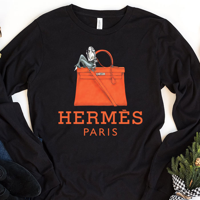 Hermes-Paris-Bags-Kelly-Kid-Tee-Unisex-Longsleeve-Shirt-LTB0574 Hermes Paris Bags Kelly Kid Tee Unisex Longsleeve Shirt LTB0574