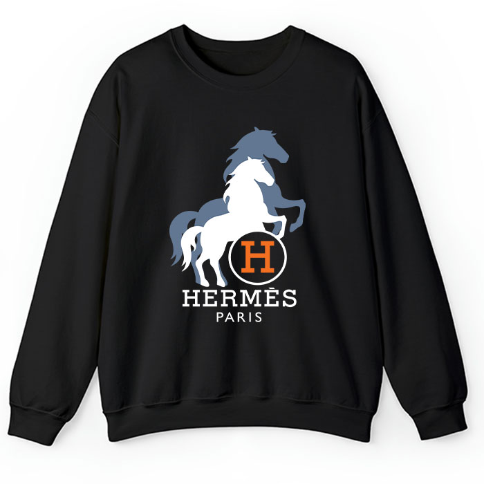 Hermes-Paris-Horse-Logo-Crewneck-Sweatshirt-CSTB0480 Hermes Paris Horse Logo Crewneck Sweatshirt CSTB0480