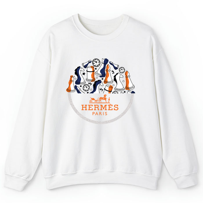 Hermes-Paris-Seahorses-Logo-Crewneck-Sweatshirt-CSTB0478 Hermes Paris Seahorses Logo Crewneck Sweatshirt CSTB0478