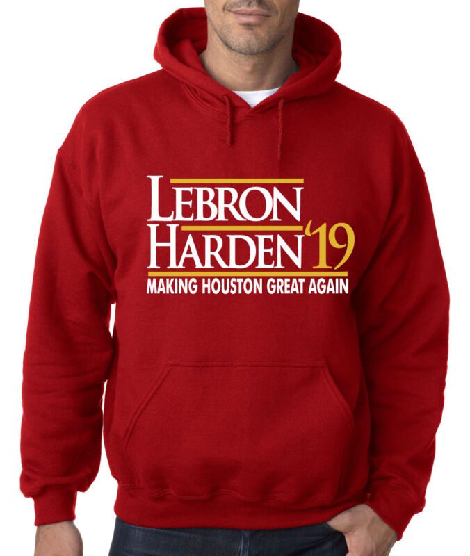 Houston-Rockets-James-Harden-Lebron-James-19-Hooded-Sweatshirt-Unisex-Hoodie Houston Rockets James Harden Lebron James "19" Hooded Sweatshirt Unisex Hoodie