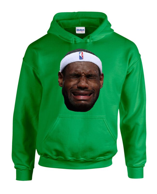 Lebron-James-Boston-Celtics-Golden-State-Warriors-Crying-Face-Hooded-Sweatshirt-Unisex-Hoodie Lebron James Boston Celtics Golden State Warriors "Crying Face Hooded Sweatshirt Unisex Hoodie