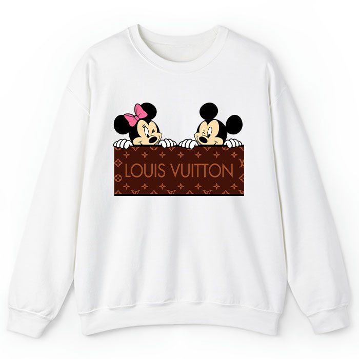 Louis-Vuitton-Logo-Luxury-Monogram-Canvas-Pattern-Minnie-Mouse-Mickey-Mouse-Crewneck-Sweatshirt-CSTB1177 Louis Vuitton Logo Luxury Monogram Canvas Pattern Minnie Mouse Mickey Mouse Crewneck Sweatshirt CSTB1177