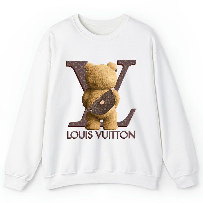 Louis-Vuitton-Logo-Luxury-Teddy-Bear-Crewneck-Sweatshirt-CSTB1025 Louis Vuitton Logo Luxury Teddy Bear Crewneck Sweatshirt CSTB1025