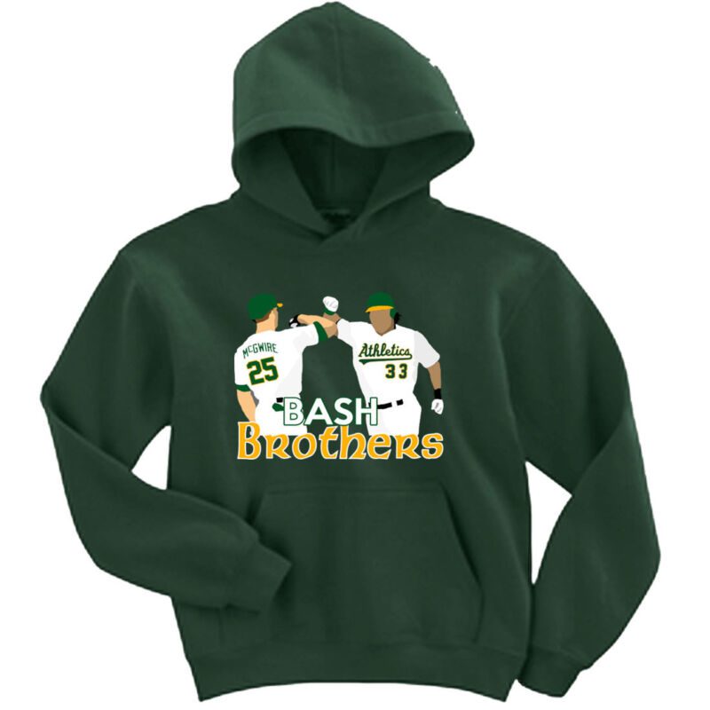 Mark-Mcgwire-Jose-Canseco-Oakland-Athletics-Bash-Bros-Hoodie-Hooded-Sweatshirt Mark Mcgwire Jose Canseco Oakland Athletics "Bash Bros" Hoodie Hooded Sweatshirt