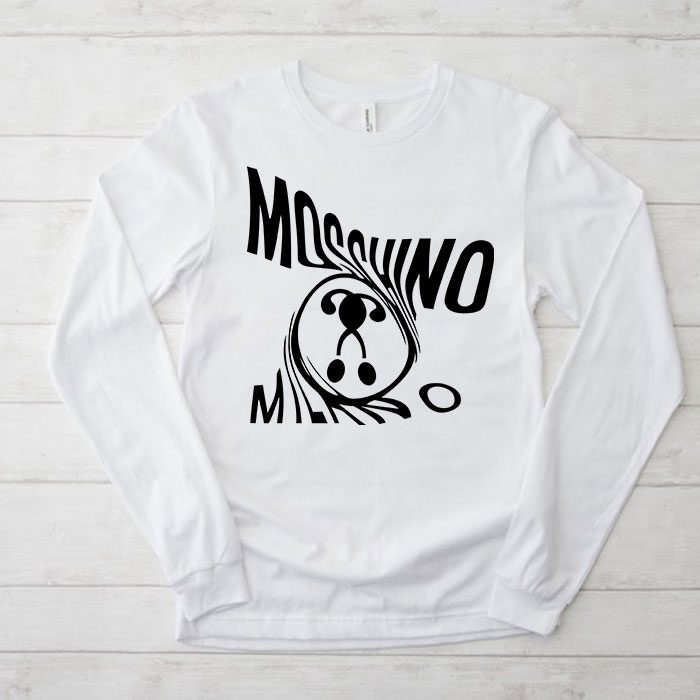 Moschino-Double-Question-Mark-Logo-Kid-Tee-Unisex-Longsleeve-Shirt-LTB0901 Moschino Double Question Mark Logo Kid Tee Unisex Longsleeve Shirt LTB0901