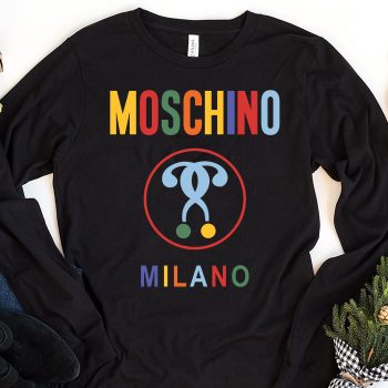 Moschino Double Question Mark Logo Kid Tee Unisex Longsleeve Shirt LTB0902